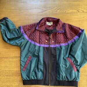 TOTALLY 80’s Vintage Casual Isle Windbreaker Ski Jacket 90s Sz L Gold Button